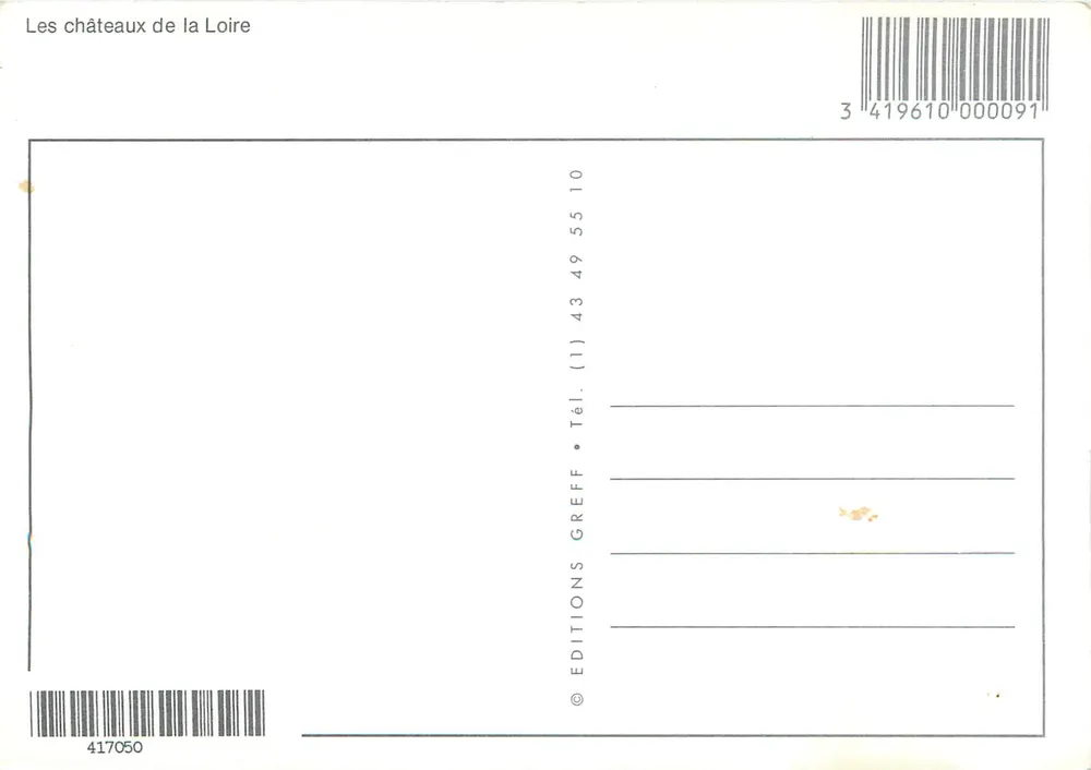 Os castelos da Loire — Edições Greff, n° 417050 - Verso