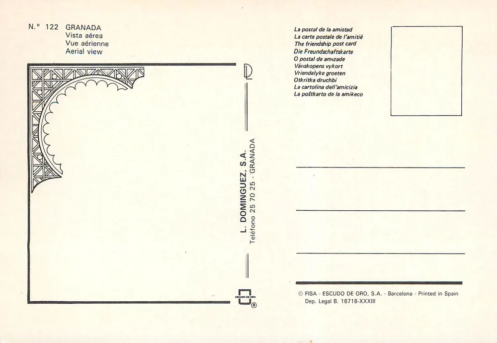 Granada — vista aérea — L. DOMÍNGUEZ, S.A. N° 122 - Verso