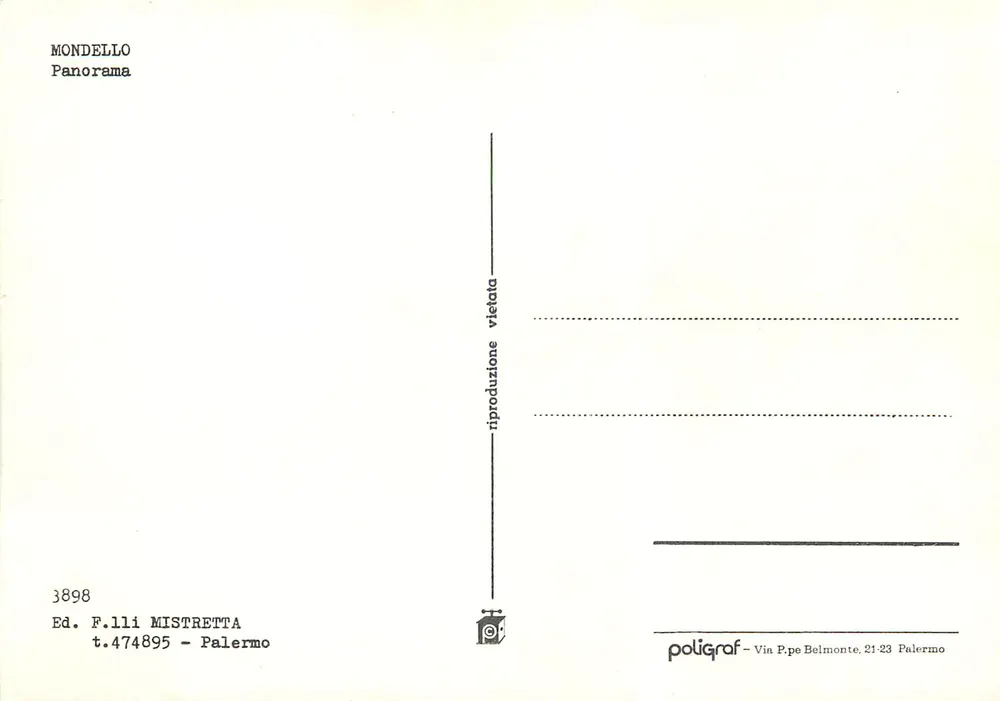 Monello — Panorama — Ed. F.lli Mistretta n°3898 - Verso
