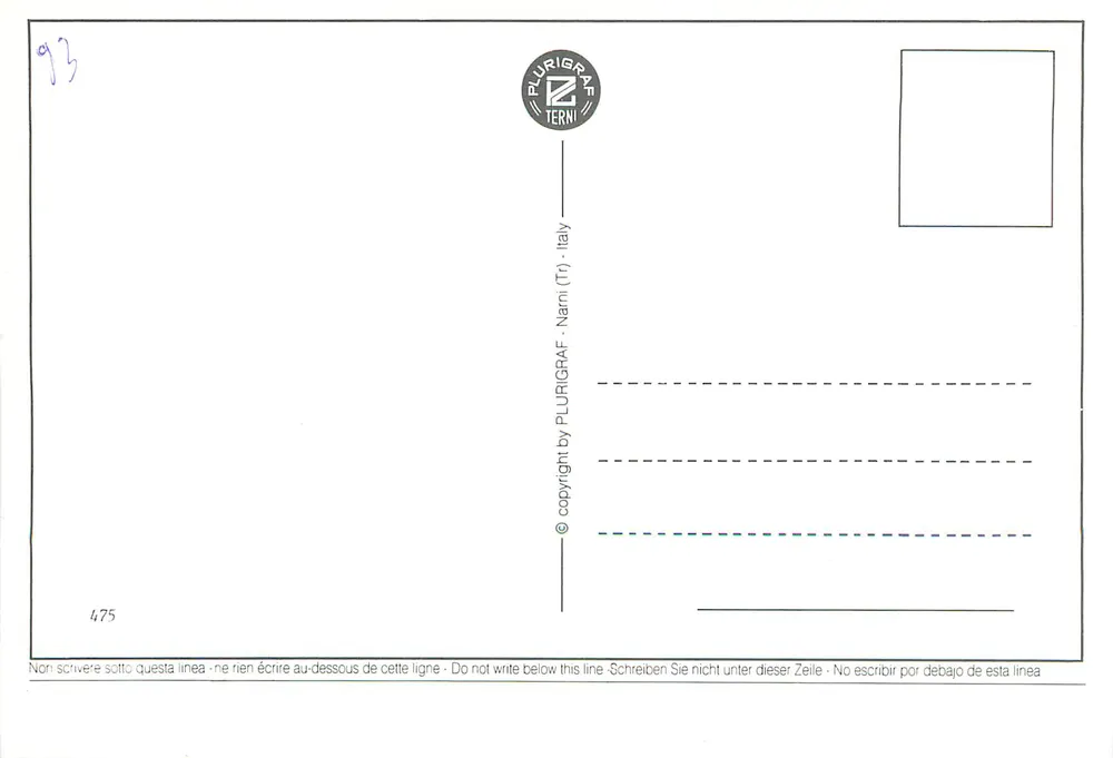 Vaticano e monumentos de Roma — Saluti da Roma — Plurigraf Terni n°475 - Verso