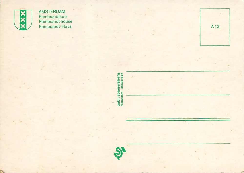 Amsterdã — Casa de Rembrandt — editor: gebr. spanjersberg, Roterdã-Amsterdã, série A 12 - Verso