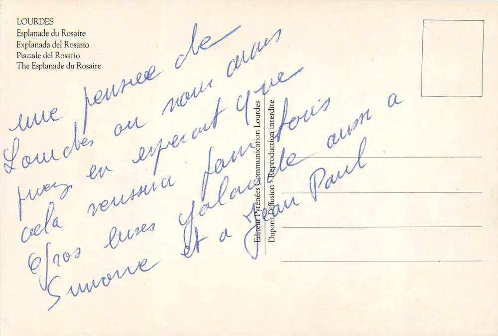 Lourdes — Esplanada do Rosário — Editor Dupont Diffusion - Verso