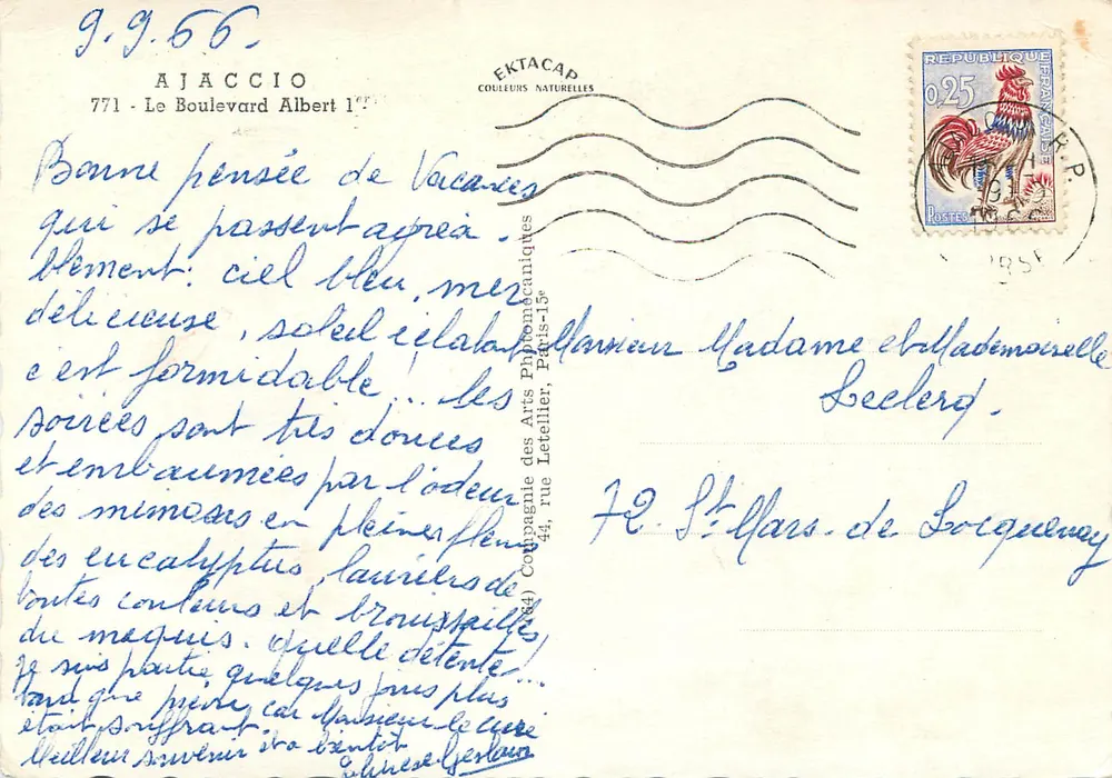 Ajaccio — Boulevard Albert 1er — Ektacap - Verso