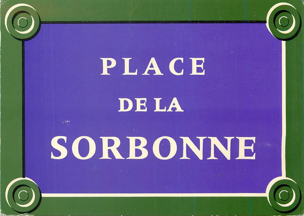 Praça da Sorbonne — reprodução de placa — editora Paris - Frente