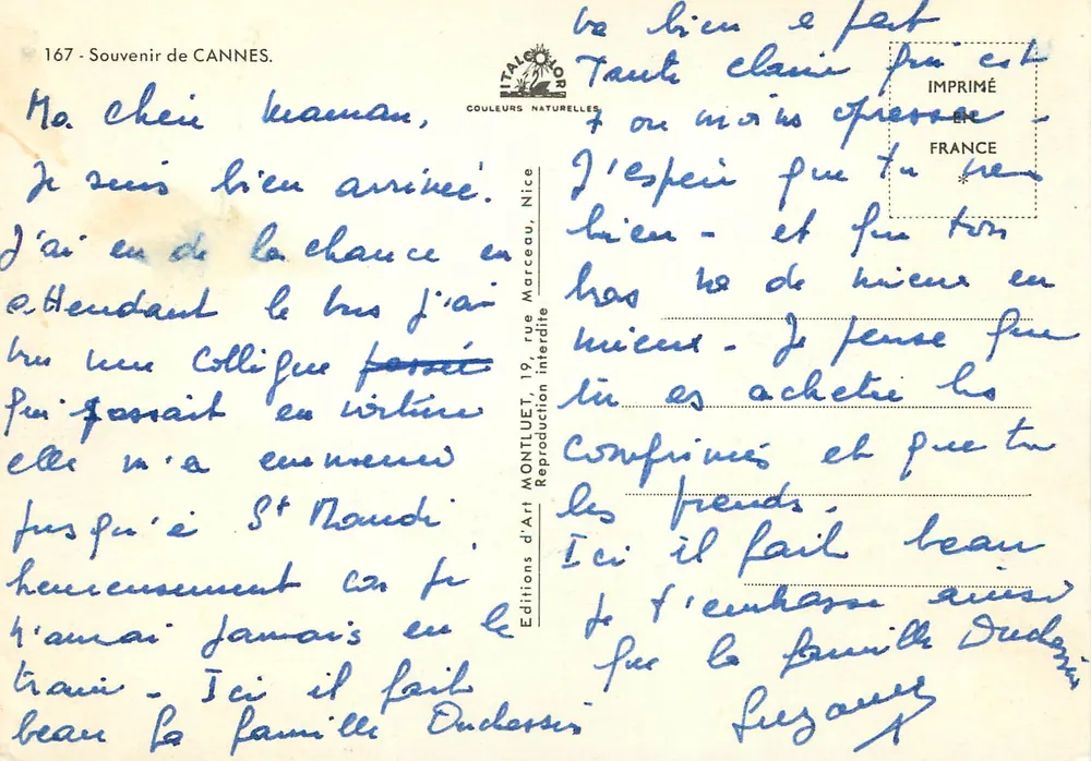 Cannes — Lembranças de Cannes — Éditions d'Art Montluet, Nice - Verso