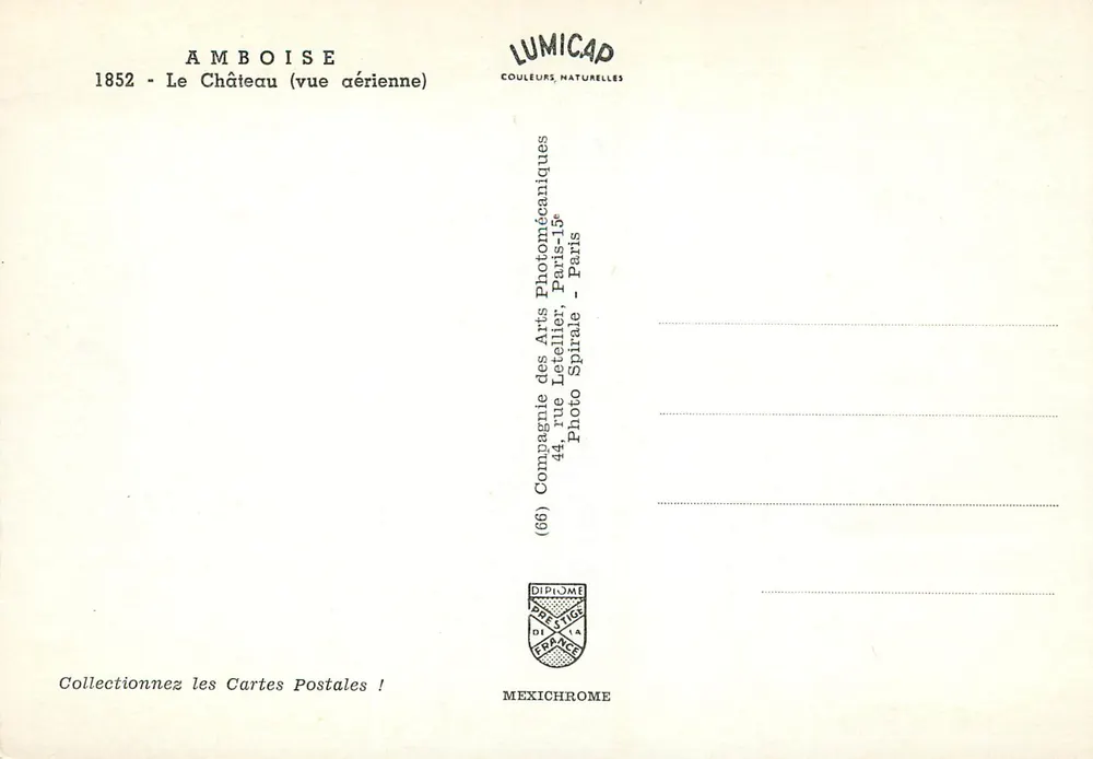 Amboise — O Castelo (visão aérea) — Lumicap - Verso