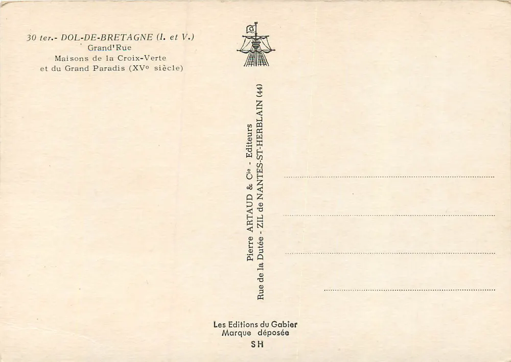 Haus der Grünkreuz und des Großen Paradieses — Dol-de-Bretagne — Éditions Pierre Artaud & Cie - Rückseite