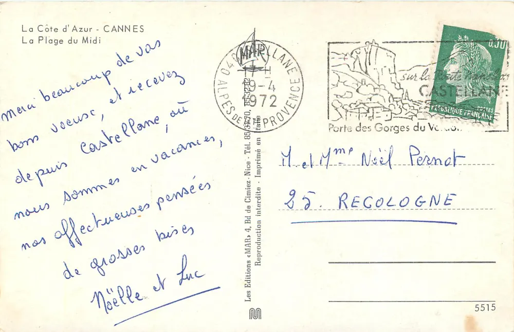 Cannes — La Plage du Midi — De Edities « MAR » - Achterkant