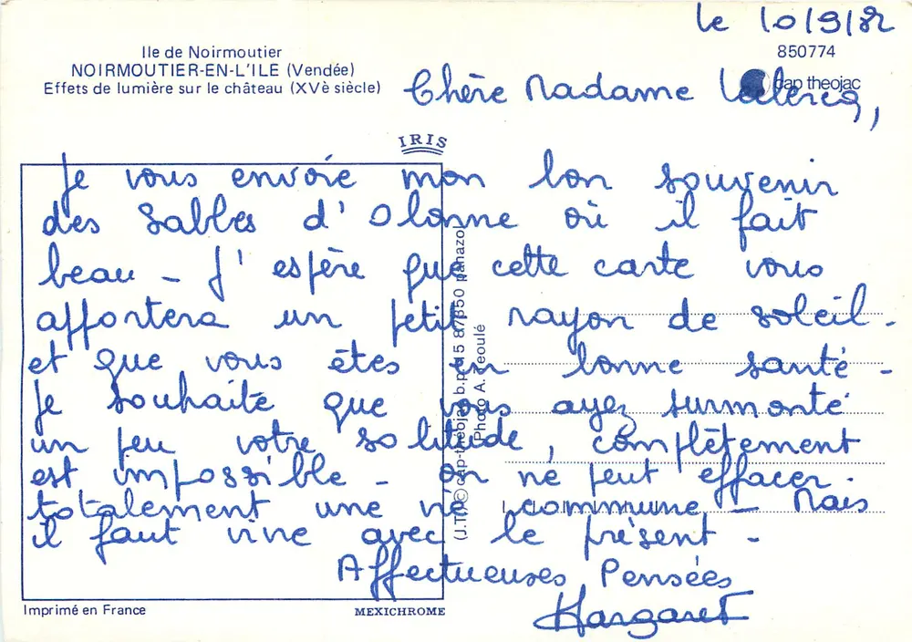Château de Noirmoutier — Lichtwirkung auf das Schloss (15. Jahrhundert) — IRIS, Serie 5/850 - Rückseite