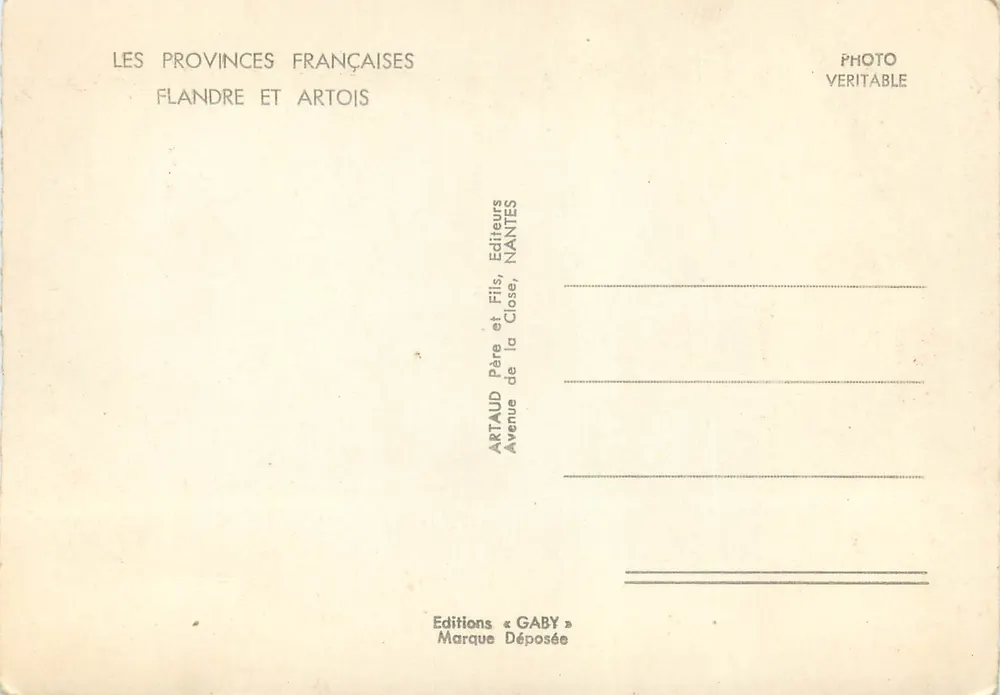 Flandern und Artois — Illustrierte Ansichtskarte — Verlag Artaud et Gaby - Rückseite