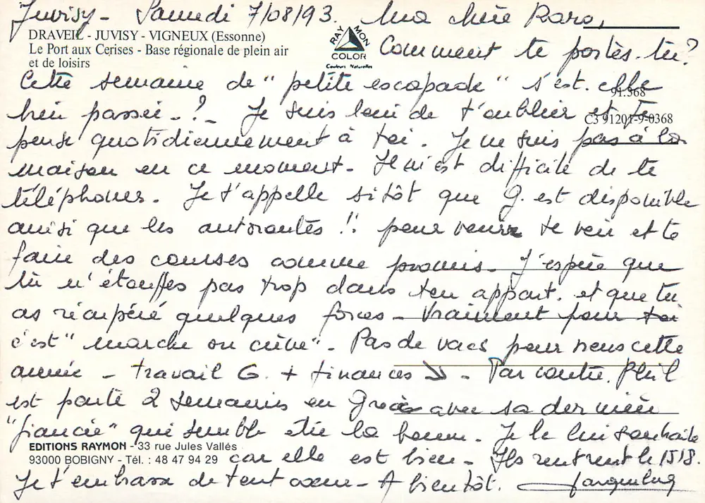Der Kirschhafen — Juvissy, Essonne — Éditions Raymon - Rückseite
