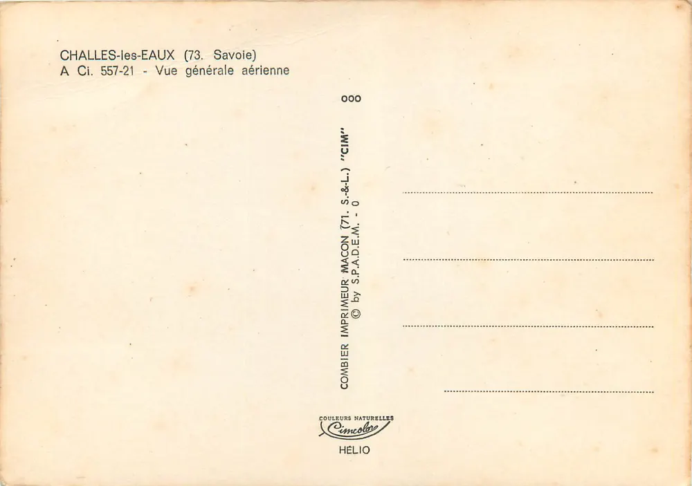 Challes-les-Eaux (73. Savoie) — General Aerial View — Printer Combier, Mâcon - Back