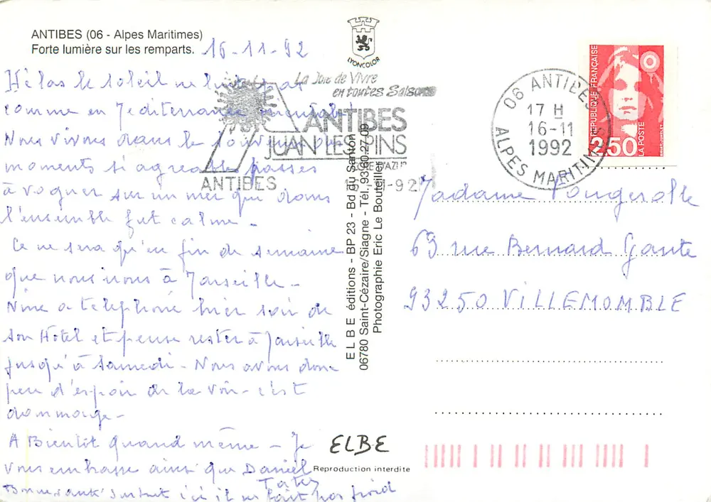 Antibes — Hell auf den Mauern — ELBE Verlag - Rückseite