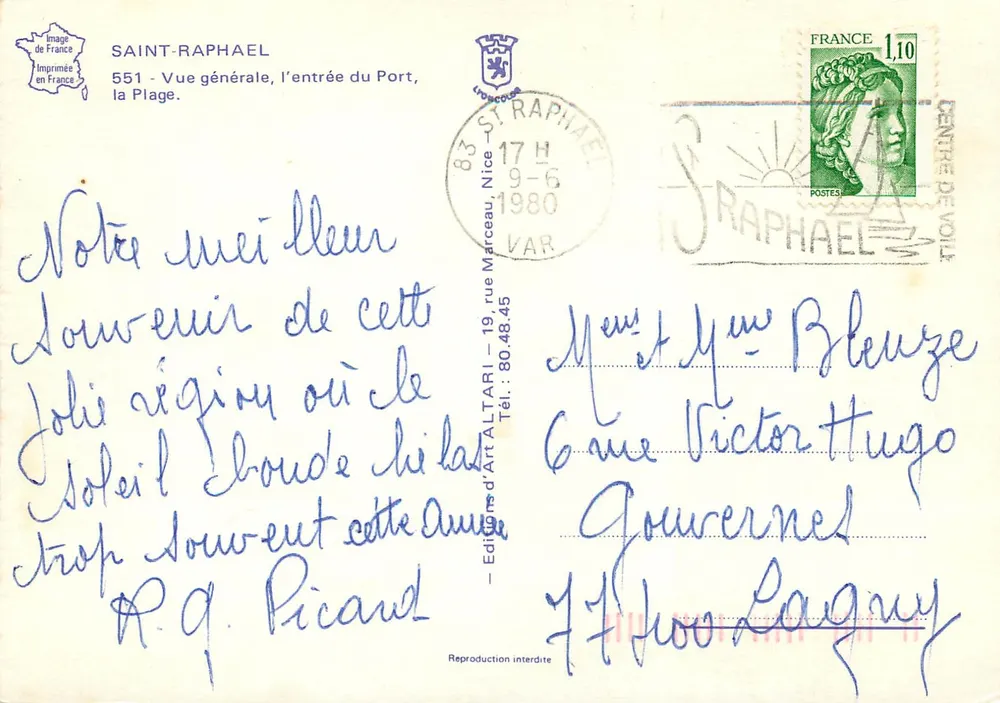 Saint-Raphaël — Vue générale, l'entrée du Port, la Plage — Éditions d'Art Altari - Verso