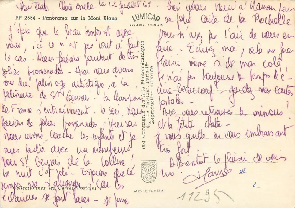 Panorama sobre o Mont Blanc — editor IRIS, série PP 2554 - Verso