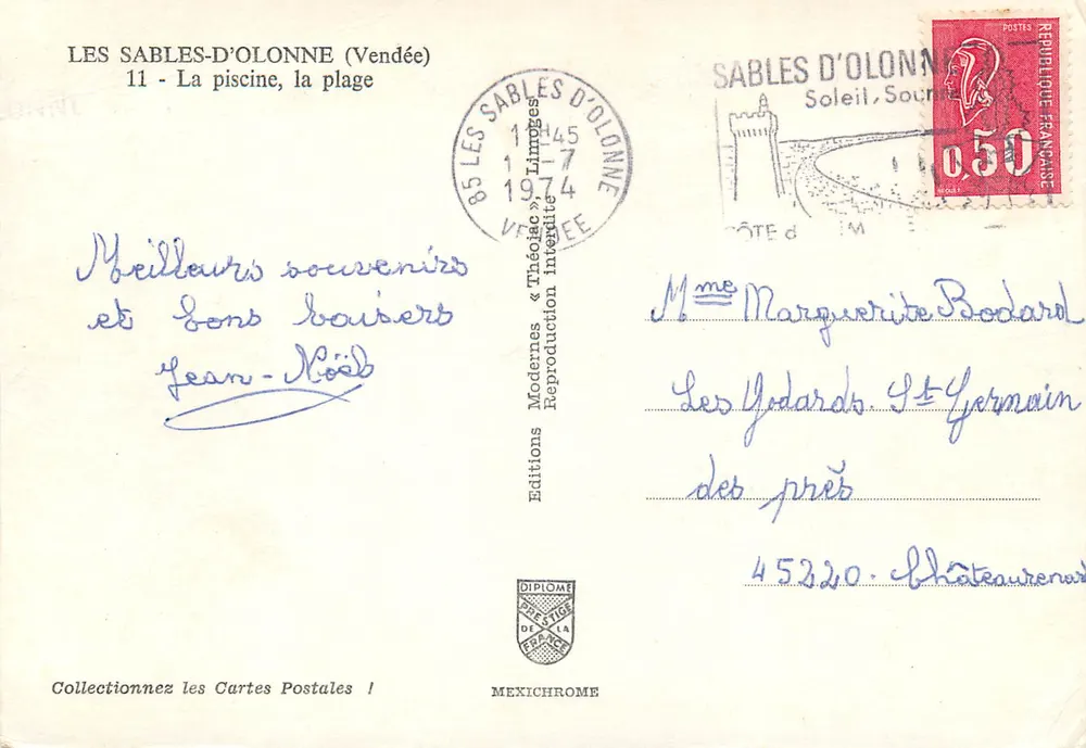 Les Sables-d'Olonne — La piscine, la plage — Éditions Modernes « Théolac » - Verso