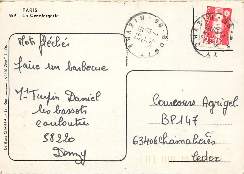 La Conciergerie — Paris — Edições Chantallon - Verso