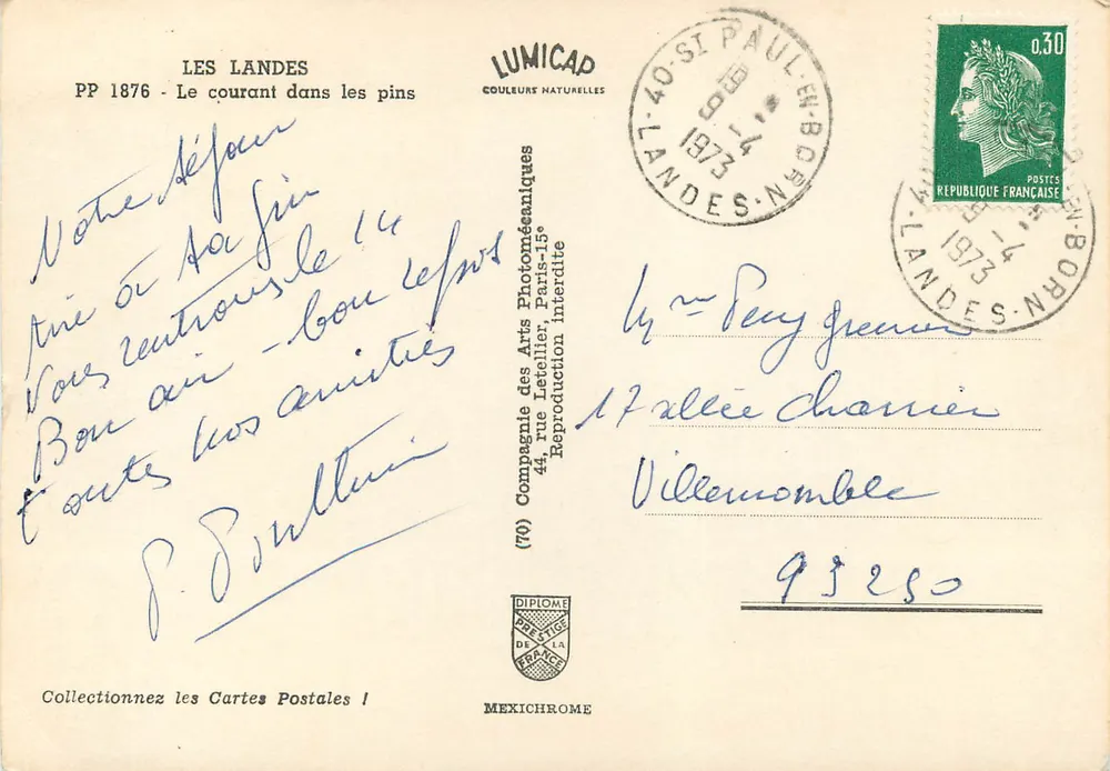 Les Landes — O rio entre os pinheiros — IRIS Paris - Verso