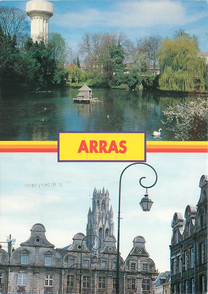 Arras — vista do canal e da catedral — editor não visível - Frente
