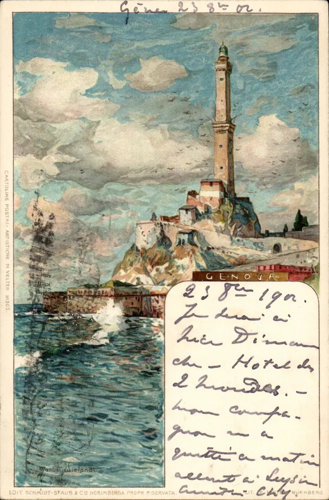 Genova — faro della cittadella — Schmidt-Staub & Cie Nürnberg - Recto