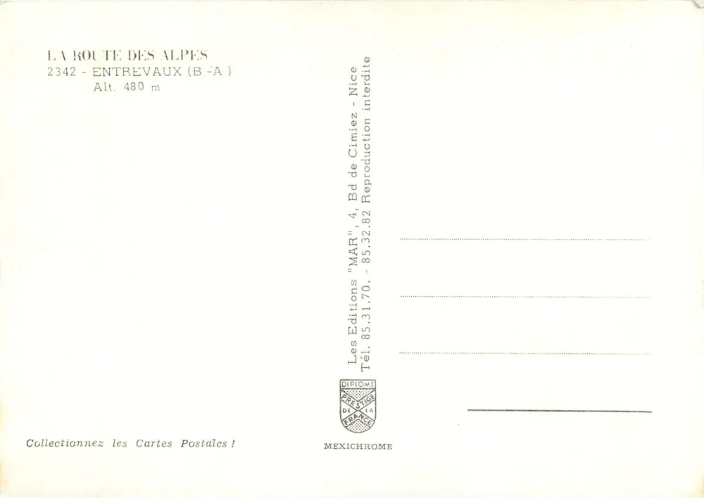 Entrevaux — vista panorâmica e monumental — Les Editions Diplomatie - Verso