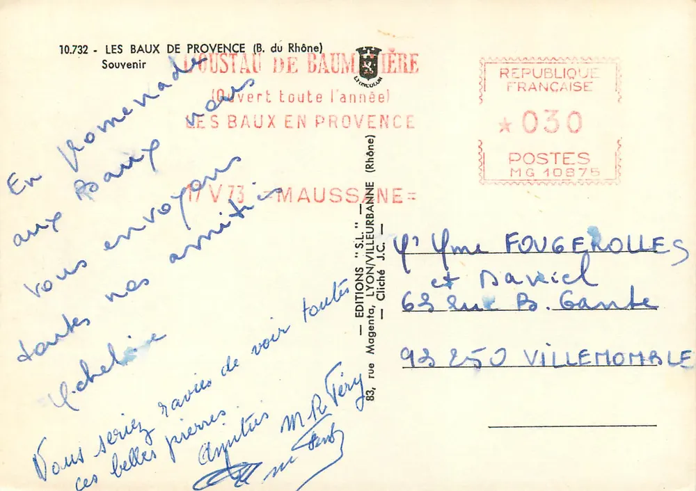 Les Baux de Provence — Collage of landscapes and monuments — Editions 'S.I.' Lyon-Villeurbanne, n°10.732 - Back