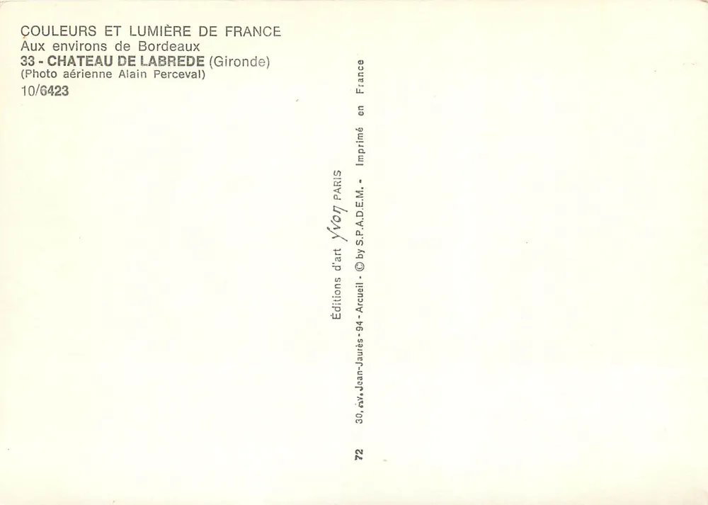 Castelo de Labrède — Gironde — Éditions d'art Arcueil - Verso