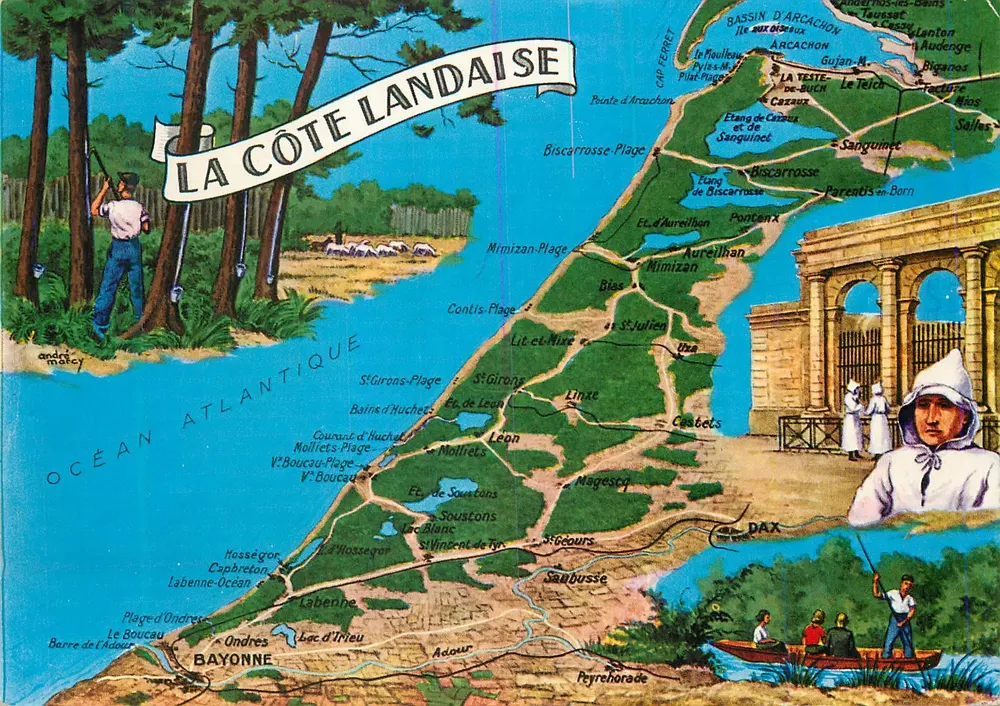 A Costa Landaise — carta postal ilustrada — Élécoleur - Frente