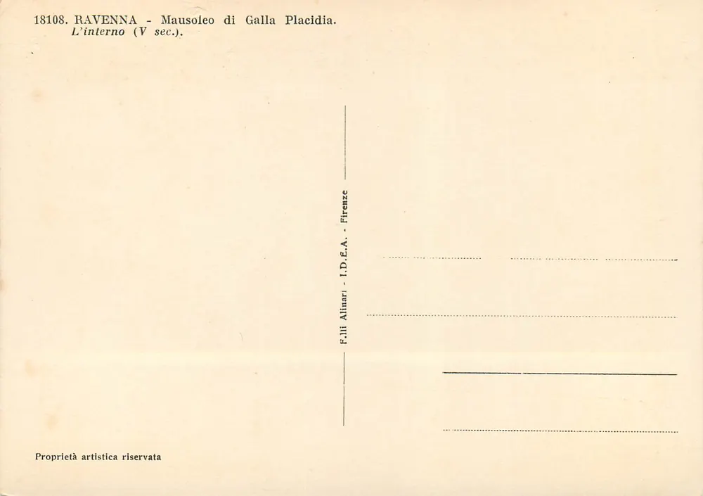 Ravenna — Mausolée de Galla Placidia — intérieur (Vᵉ siècle) — F.lli Alinari, Florence - Verso