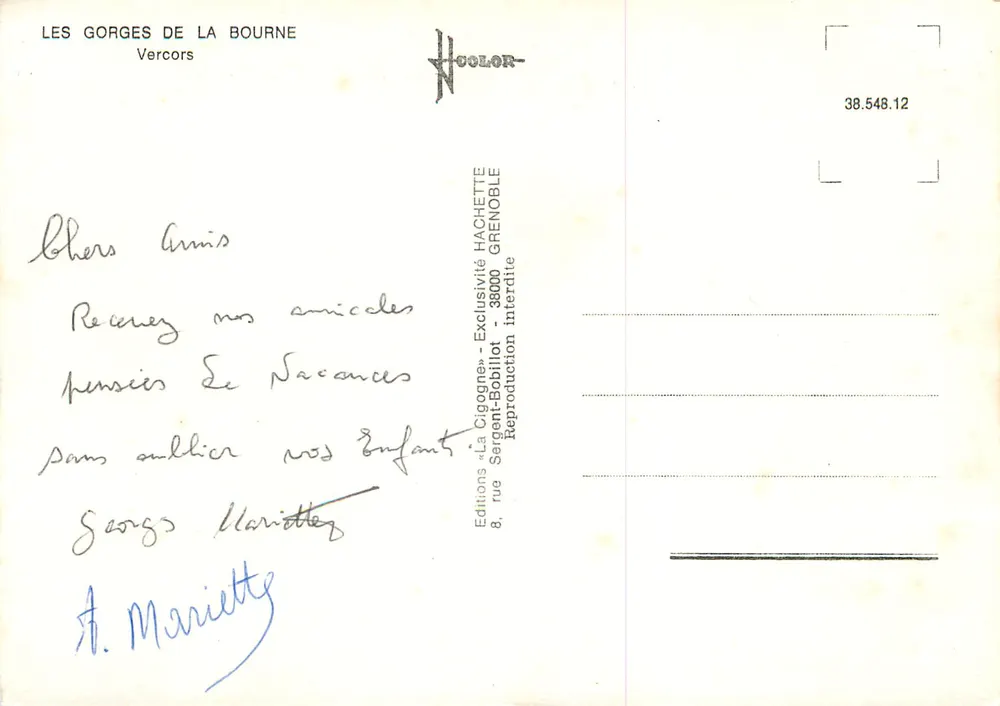 As Gorges da Bourgne — Vercors — Edições 'La Cigogne' Hachette - Verso