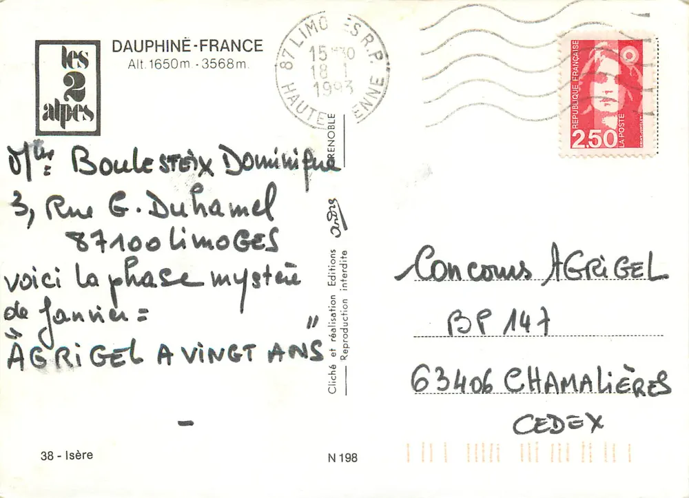 Les 2 Alpes — França — editor Les 2 Alpes, N°198 - Verso