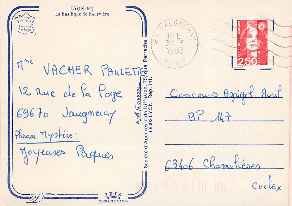 Basílica de Fourvière — Lyon — Editor Iris Mexichrome - Verso
