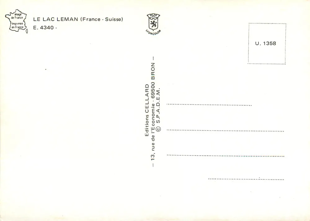 Lago Léman — país francês e suíço — Éditions Cellard - Verso