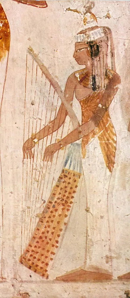 Mulher egípcia tocando harpa — fresco — editor HIRIMER VERLAG MÜNCHEN, n° 1334 - Frente