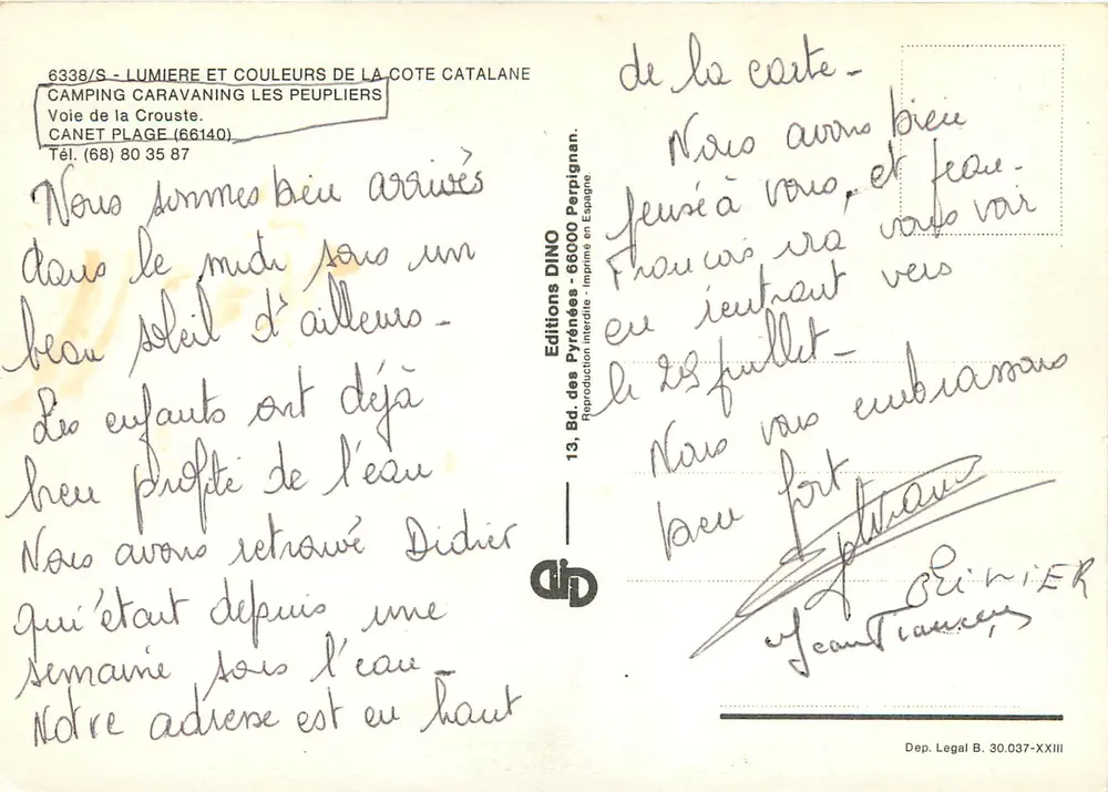 Die Poplars — Canet Strand — Camping Caravaning - Rückseite