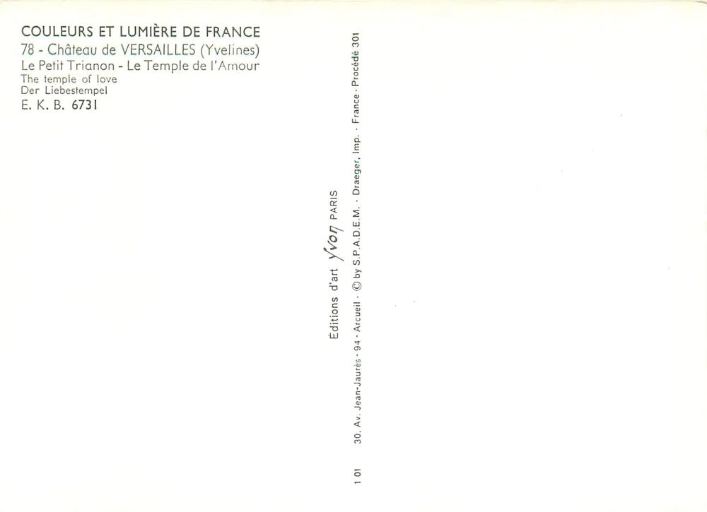 Der Kleine Trianon — Der Tempel der Liebe — Éditions d'art Yvon - Rückseite