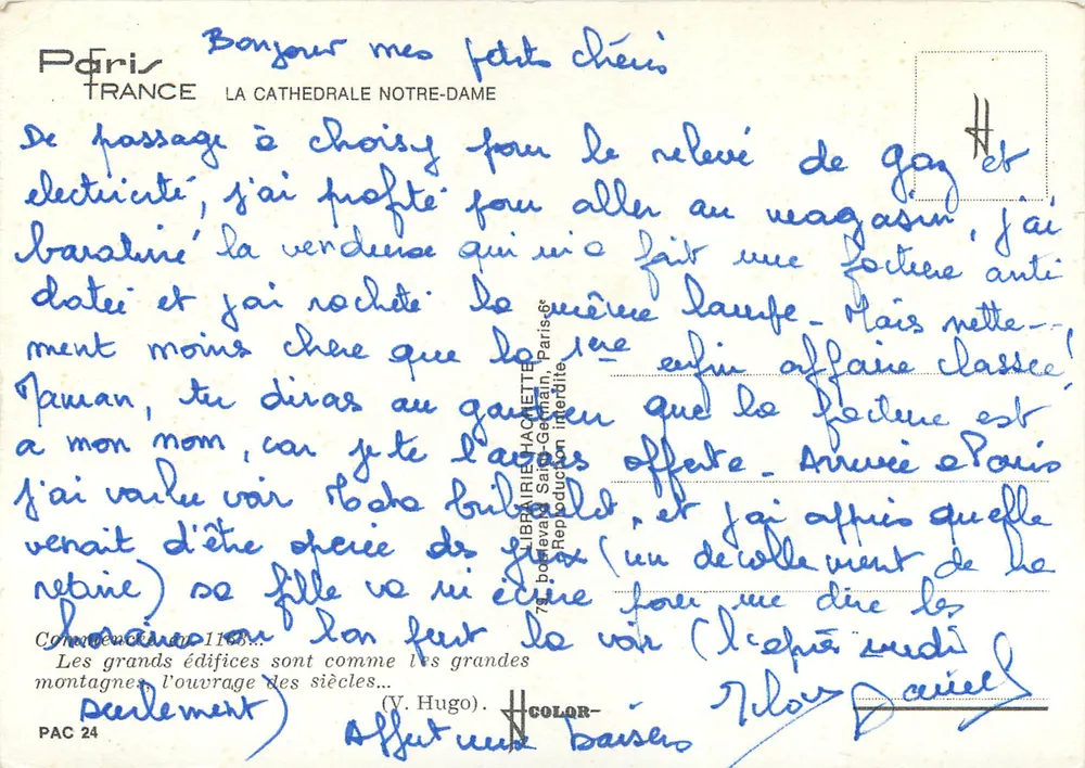 Notre-Dame de Paris — vista composta — editor Hachette, n° PAC 24 - Verso