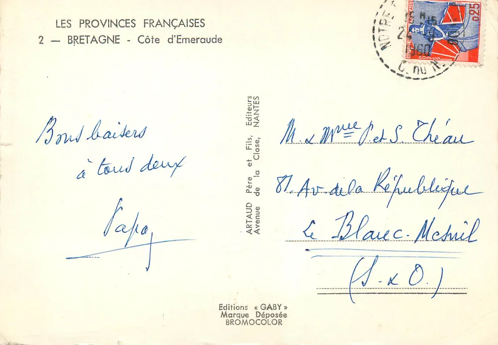 Côte d'Émeraude — Bretagne — Editores Gaby, Nantes - Verso