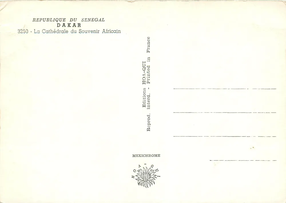 Kathedrale des afrikanischen Erinnerungsgrabens — Dakar — HOA-QUI Editions - Rückseite