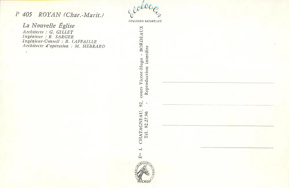 Royan — The New Church — Publisher Elcée, No. P 405 - Back