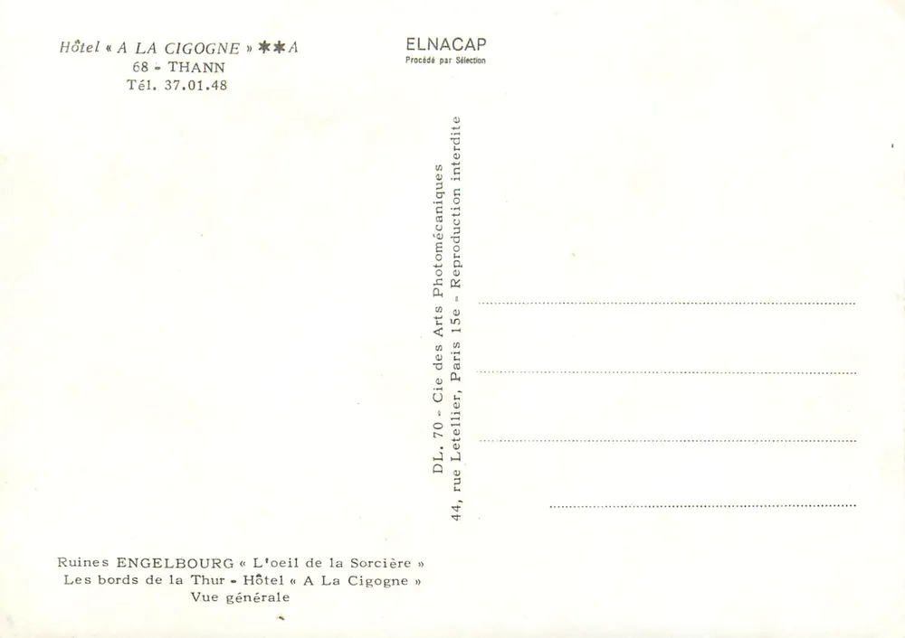 Thann — Ruínas de Engelbourg, Hotel La Cigogne, vista geral — Elnacap - Verso