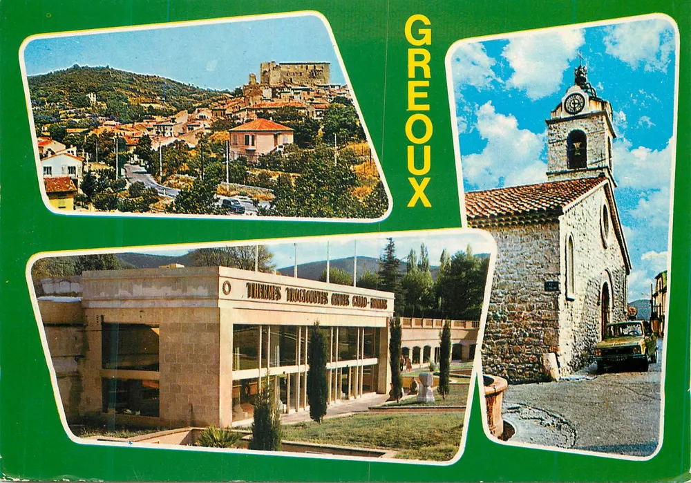 Greoux-les-Bains — Panoramablick, Kirche und Thermalhotel — Éditions S.E.P.T. - Vorderseite