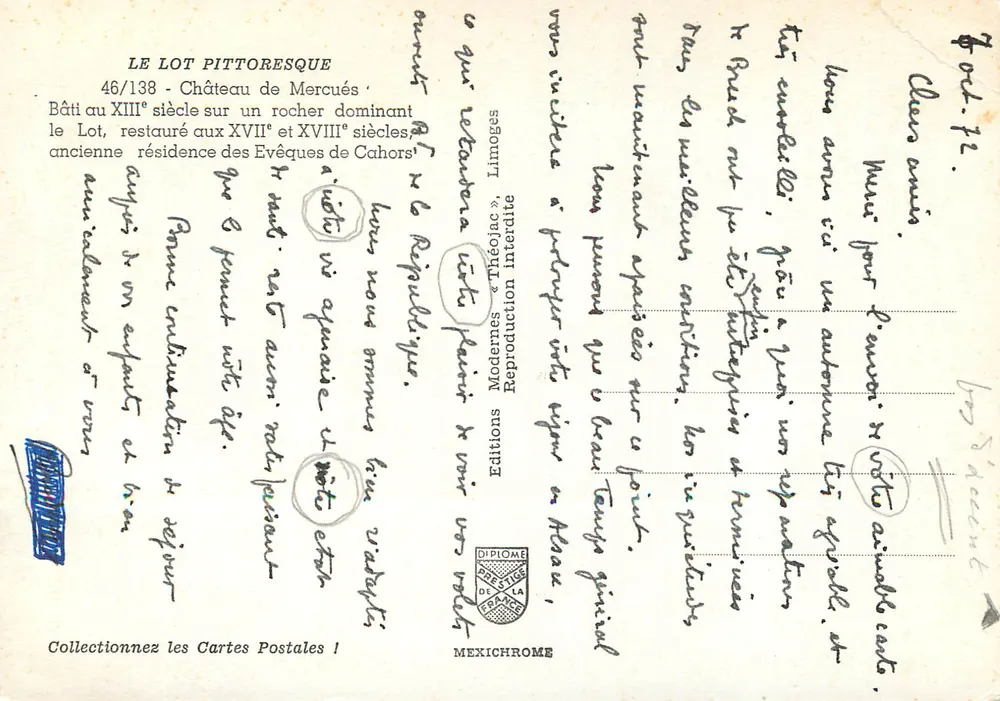 Château de Mercuès — Lot pittoresque — Éditions Modernes « Théolac » - Verso