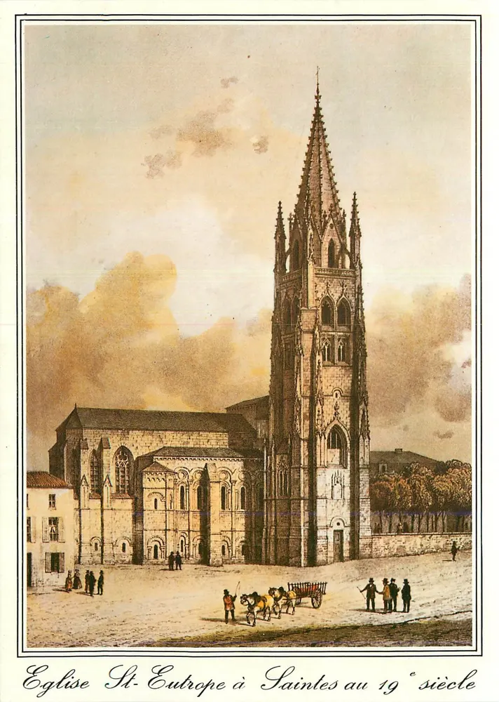 Kirche Saint-Eutrope in Saintes im 19. Jahrhundert — Kupferstich von 1850, Verleger L. Chatagneau, Nr. 5031 - Vorderseite