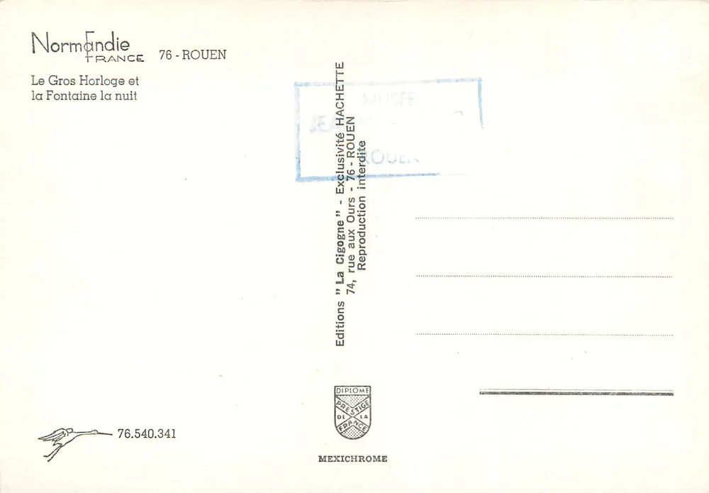 Der Große Turm und die Fontaine la nuit — Normandie — Editions La Cigogne - Rückseite