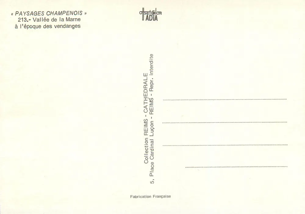 Tal der Marne — zur Zeit der Weinlese — Sammlung Cardinal Kathedrale, Reims - Rückseite