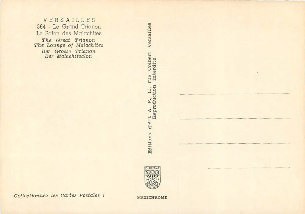 Versailles — Le Grand Trianon, Le Salon des Malachites — Éditions d'Art A.P. - Verso