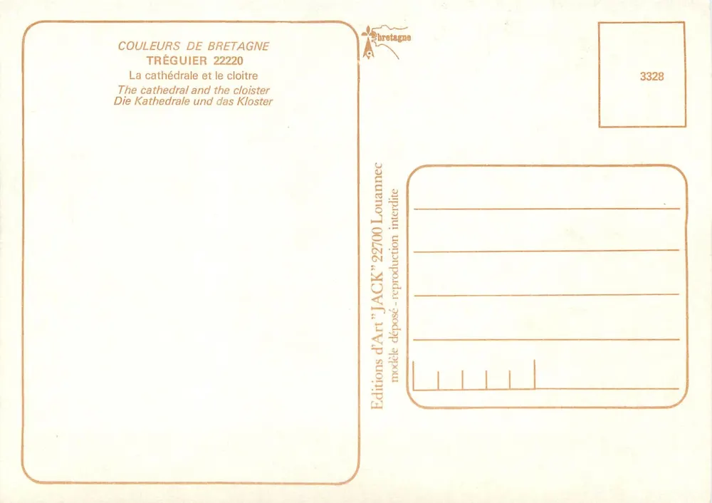 A catedral e o claustro de Tréguier — Editor Jack, n° 3328 - Verso