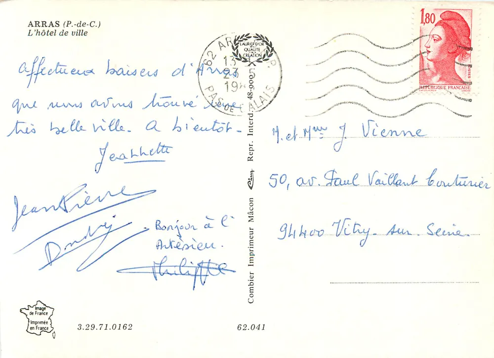 Arras (P.-de-C.) — L'hotel de ville — Uitgever Combier - Achterkant