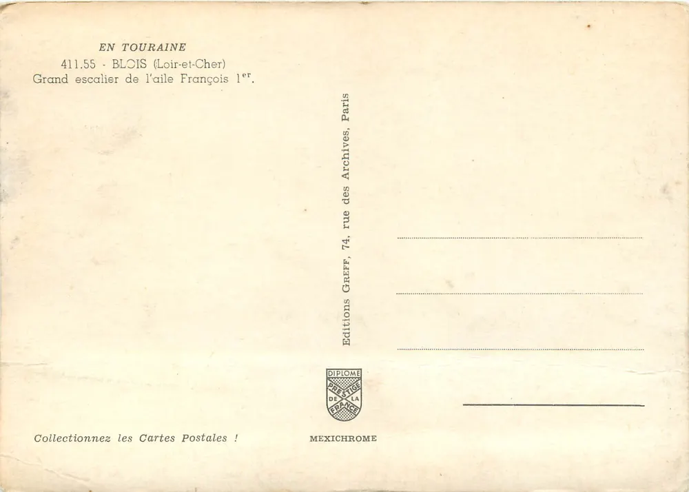 BLOIS — Großer Treppenaufgang der François-Flügel — Edition GREFF - Rückseite
